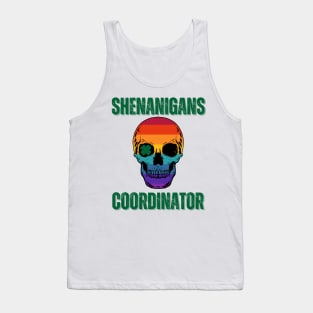 Shenanigans Coordinator - Vintage Skull With Clover Leaf In One Eye Tank Top